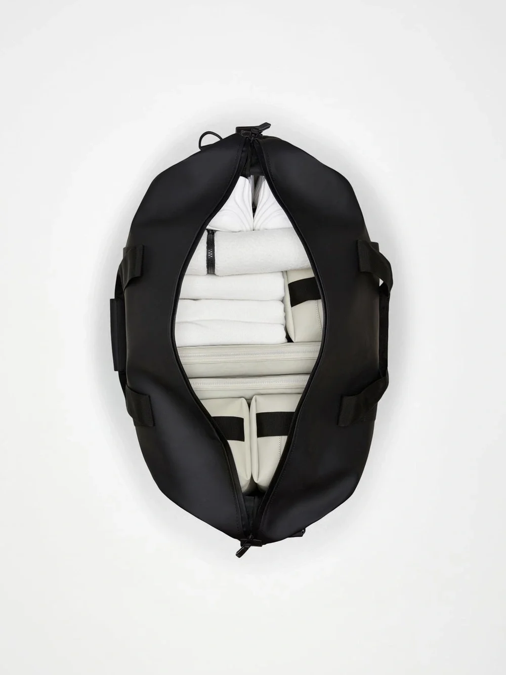 Rains black duffel